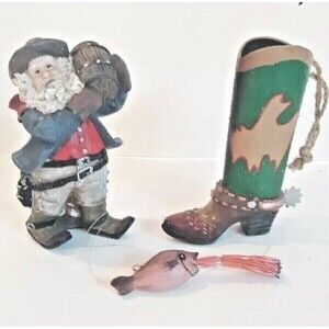 Moonshine Miner Santa Boot Fish Lure Ornament Fan Pull Country Christmas Holiday